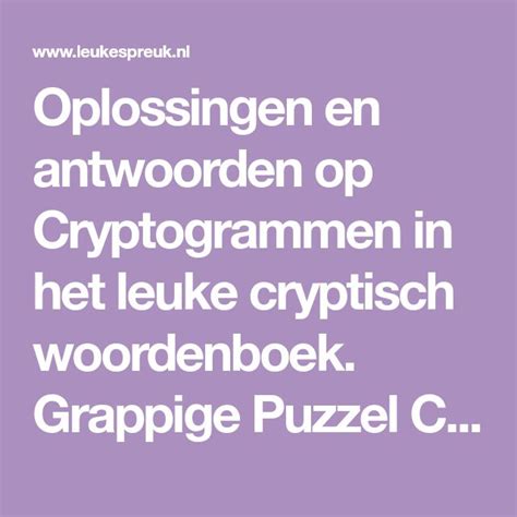 Cryptogrammen Verfrissing op voorschrift